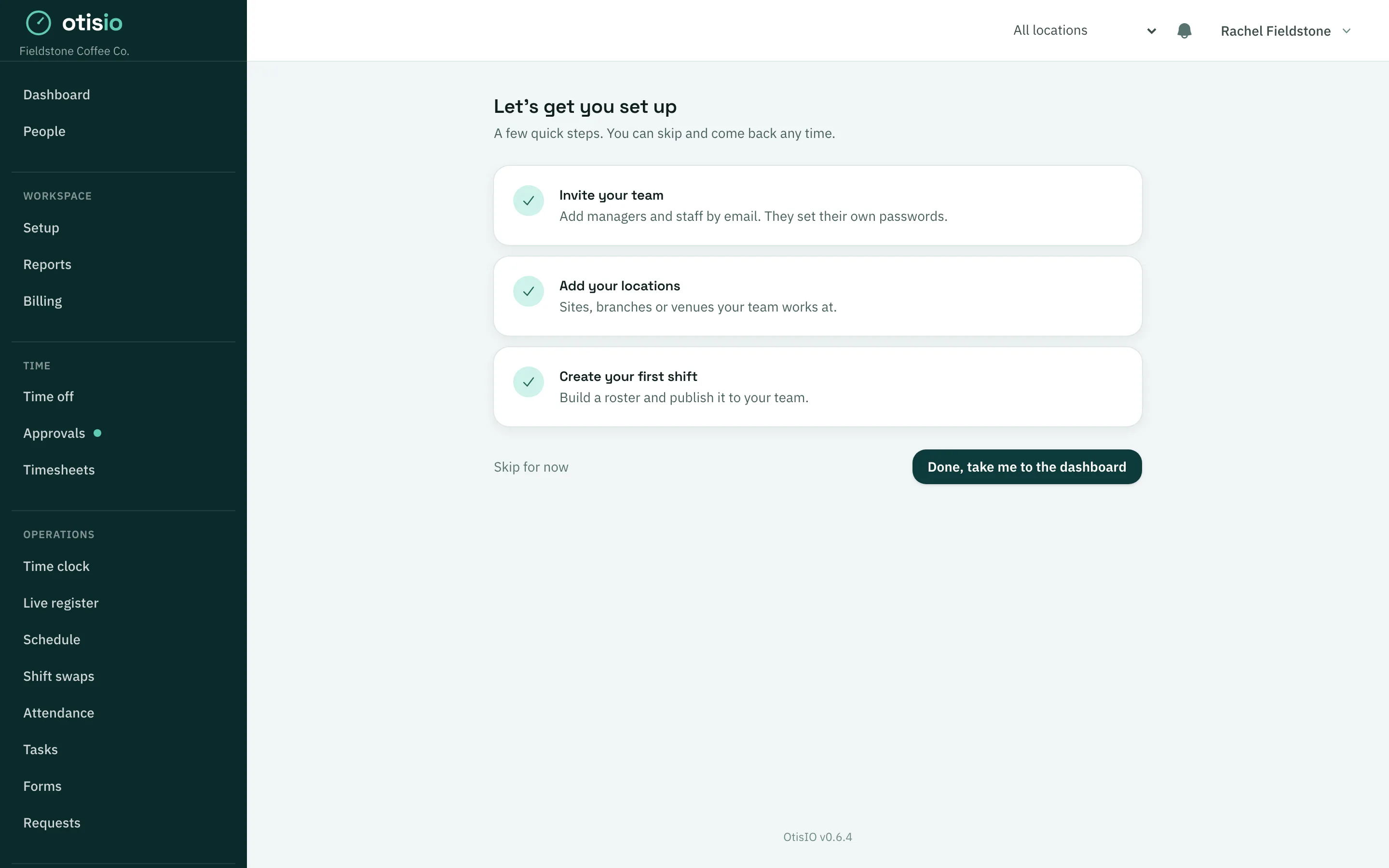 Onboarding checklist progress for a new starter