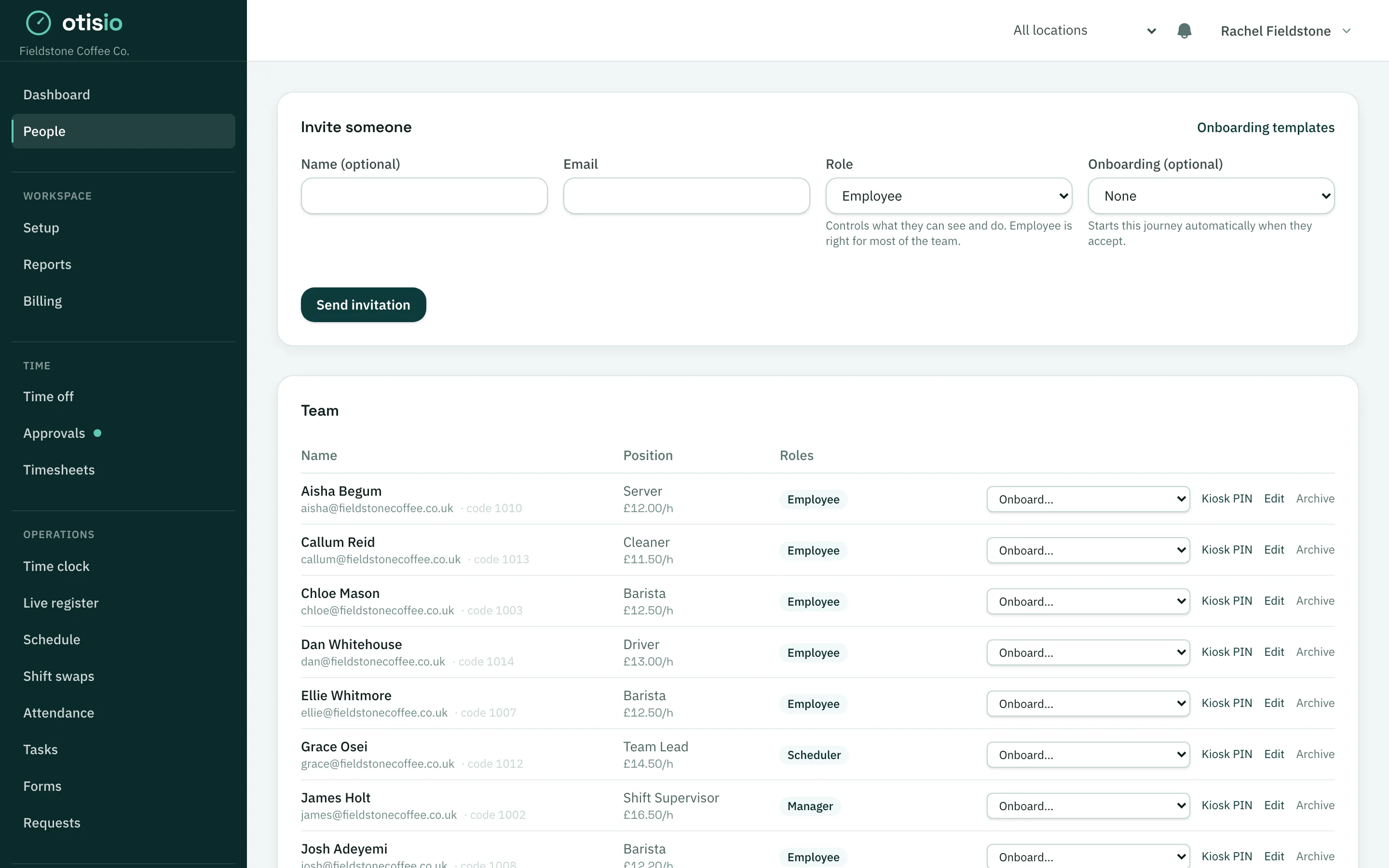 Staff profile with documents, training and leave tabs