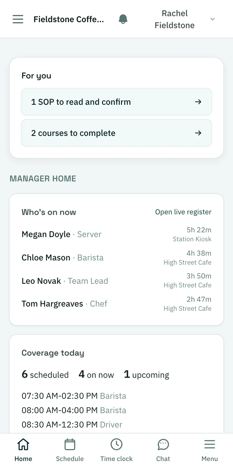 Rota on a phone with a shift swap request